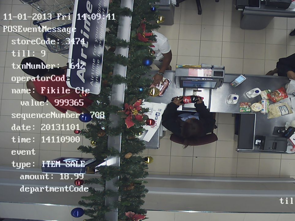 Overhead camera capturing retail till scanning