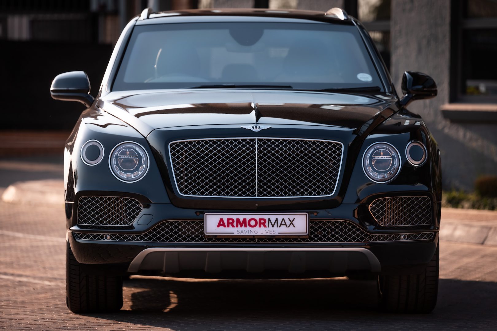 Armoured Black Bentley in parking area