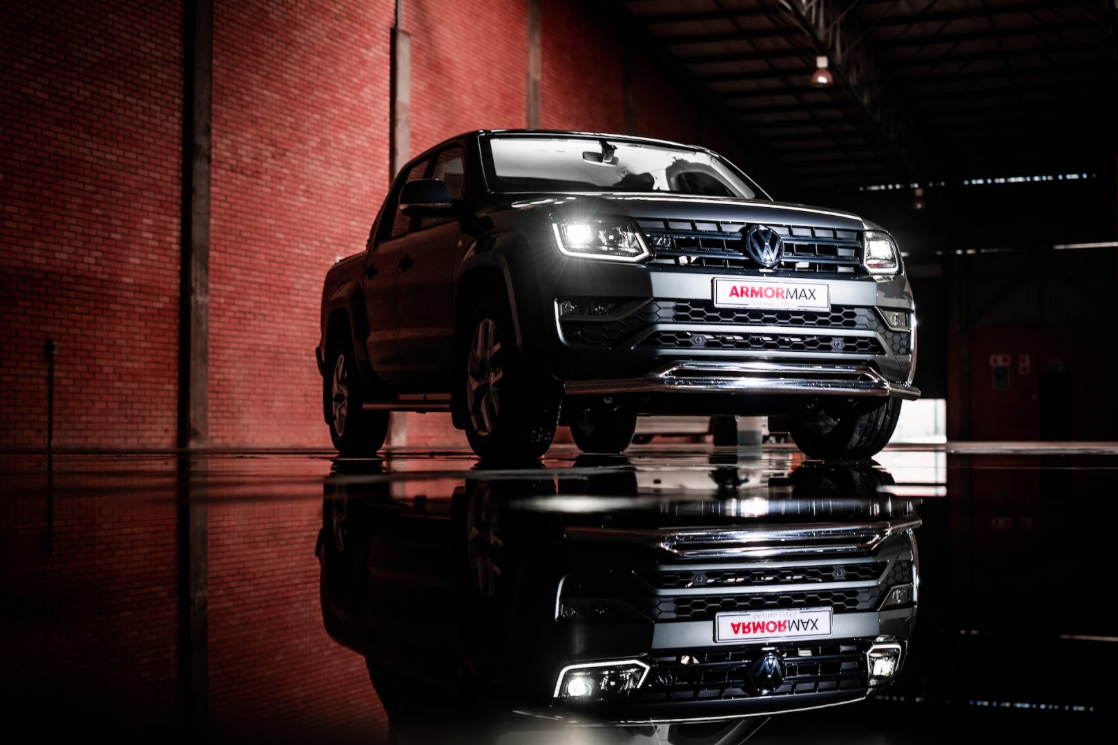 Armoured VW Amarok in showroom